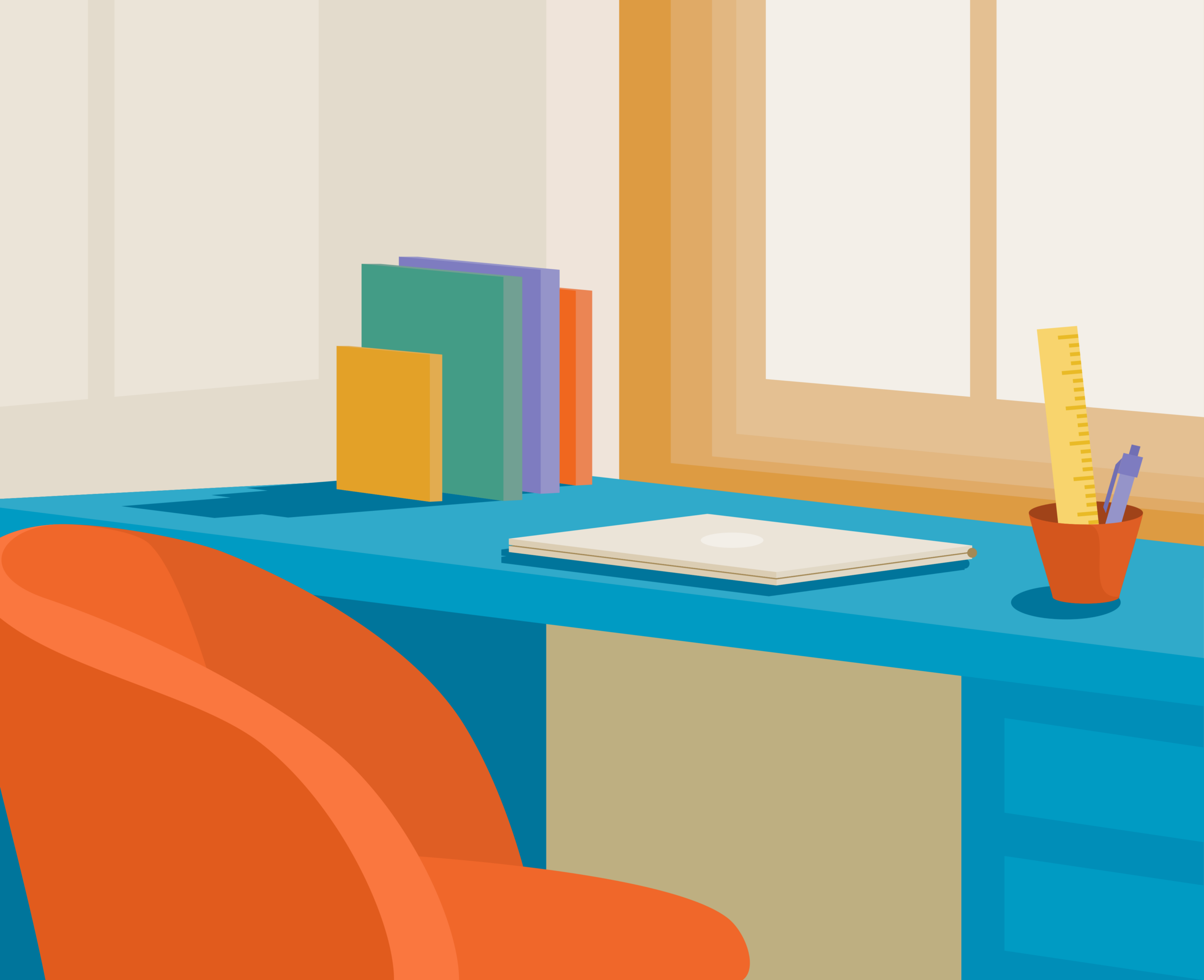 Una silla y un laptop de un ambiente de estudio.