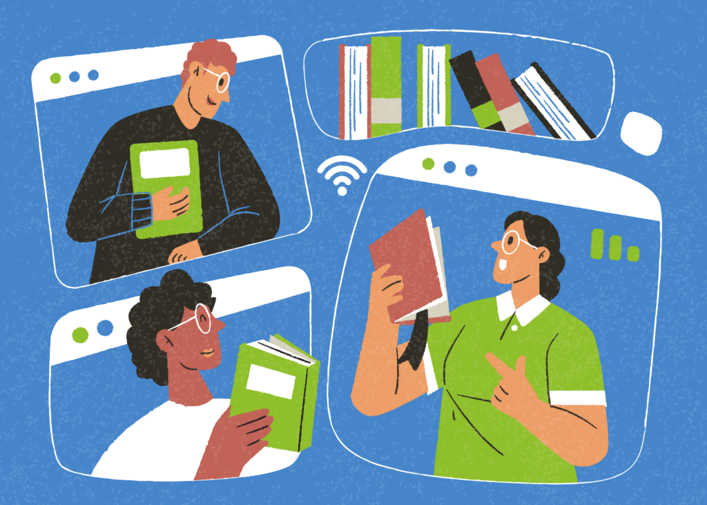 Profesionales desarrollándose profesionalmente en una clase online.